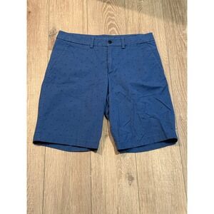 Lululemon Commission Shorts Mens 34 Blue Geometric Dash Print Organic Cotton 9in